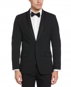 Perry Ellis Very Slim Fit Tuxedo Jacket Black | 971ORUPJE