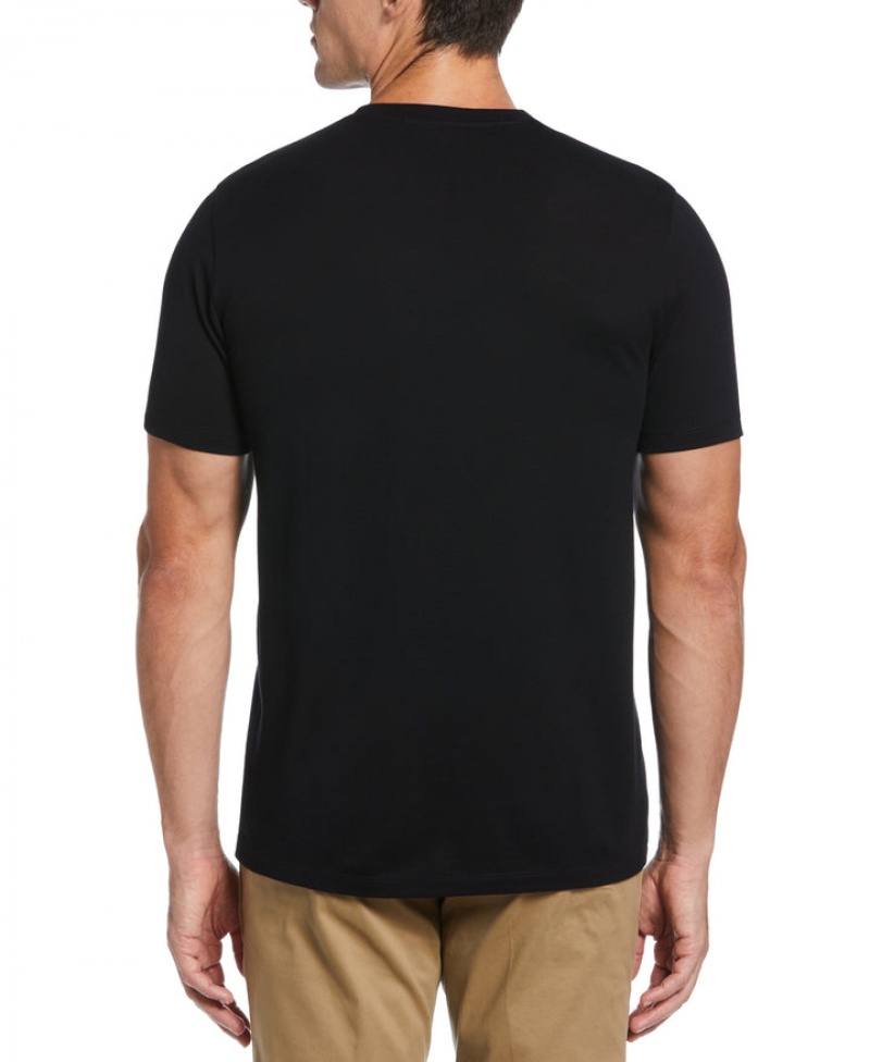 Perry Ellis Big & Tall Texture Block Tee Black | 650AKLZDG