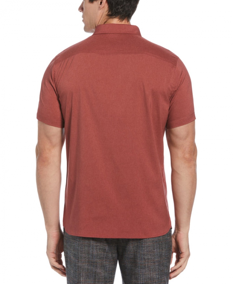 Perry Ellis Big & Tall Total Stretch Heather Shirt Sun Dried Tomato | 758TVBDOW