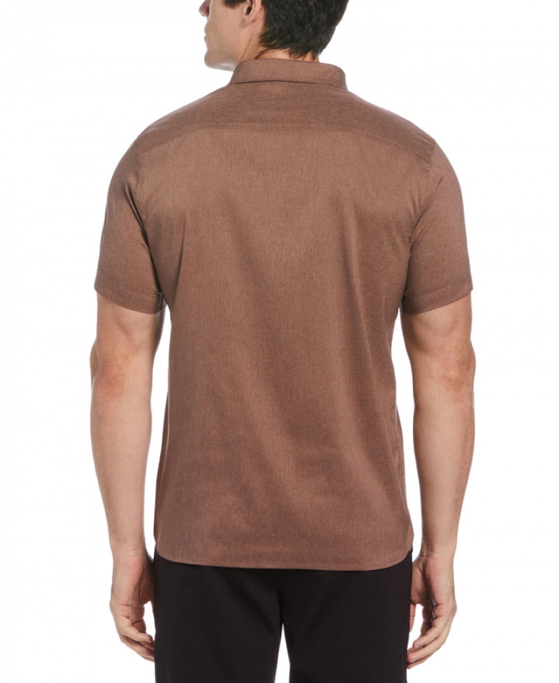 Perry Ellis Big & Tall Total Stretch Heather Shirt Bitter Chocolate | 240DVHTSN