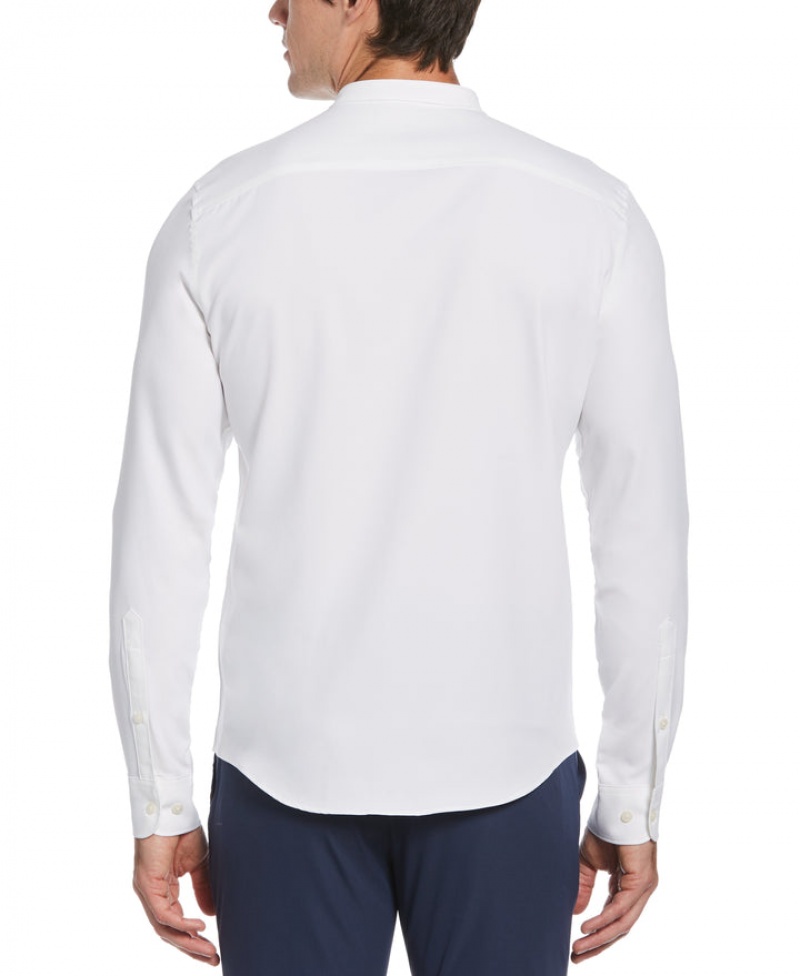 Perry Ellis Big & Tall Untucked Total Stretch Banded Collar Shirt Bright White | 145DHLFVX