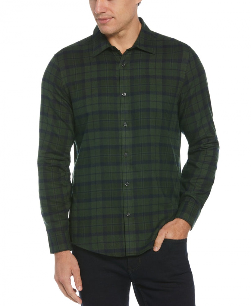 Perry Ellis Bold Check Plaid Flannel Shirt Mountain View | 712HJBZEO