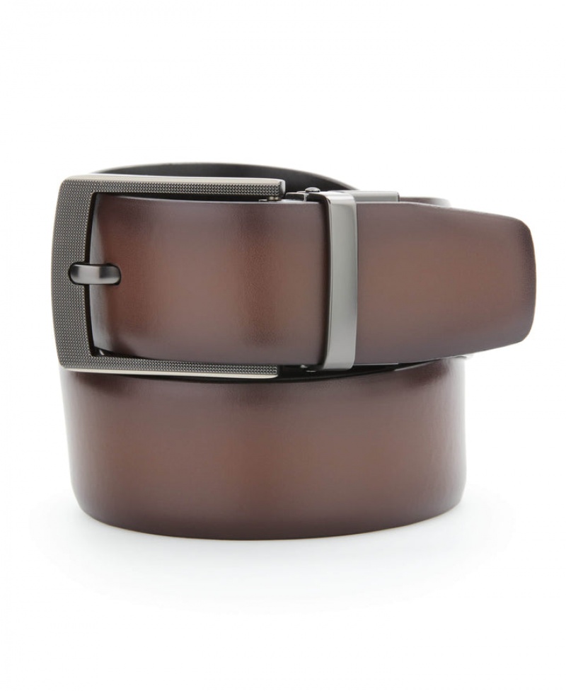 Perry Ellis Cabernet Leather Reversible Belt Brown | 016NRDLTK