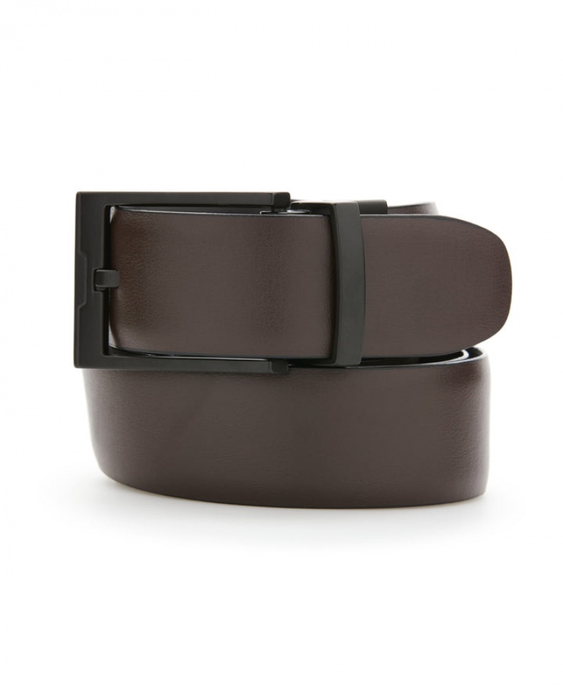 Perry Ellis Cap Reversible Leather Belt Blk Cop Blk/Brn | 160WXNJBD