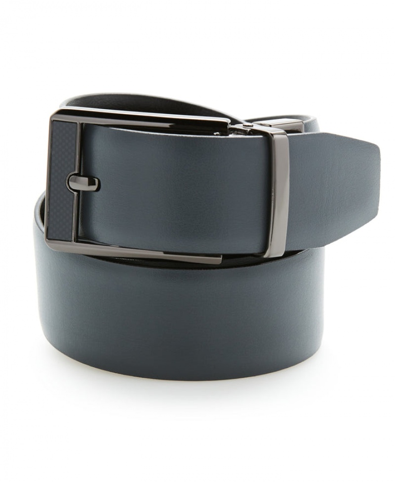 Perry Ellis Carbon Leather Reversible Belt Black | 895EHJLDN