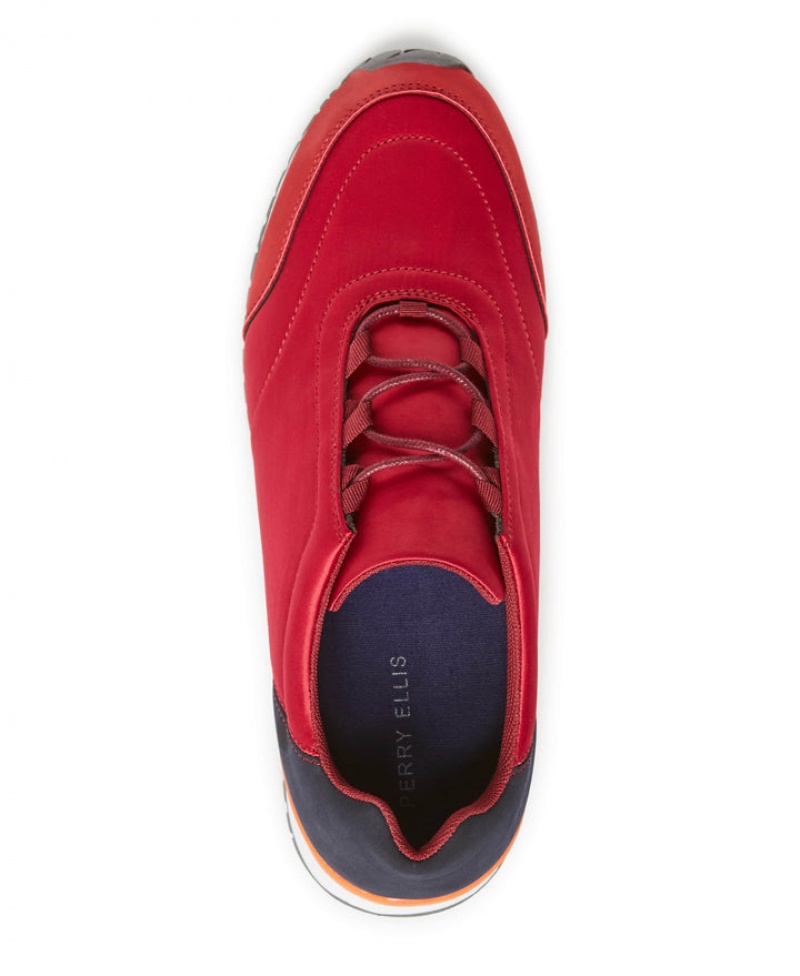 Perry Ellis Contrast Metallic Sneaker Wine | 693WTGBPV