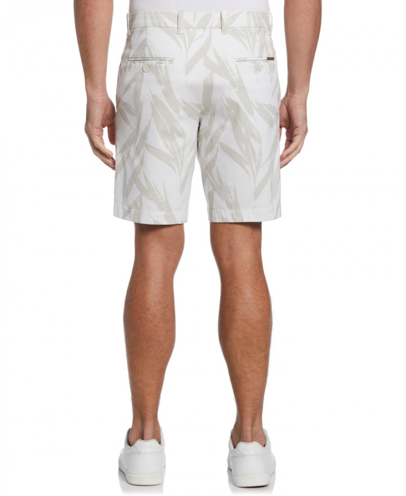 Perry Ellis Cotton Twill Printed Shorts Bright White | 041RAXEQI