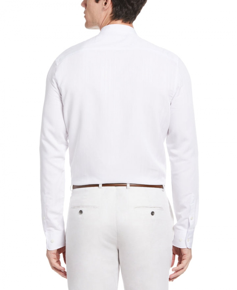 Perry Ellis Dobby Banded Stretch Collar Shirt Bright White | 893PSYHMV