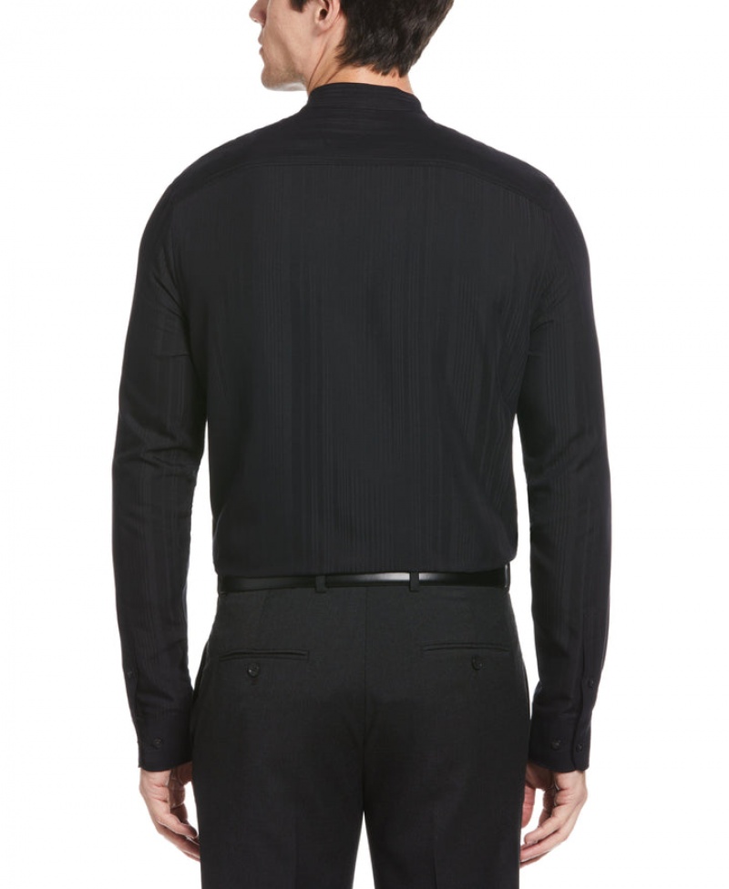 Perry Ellis Dobby Banded Stretch Collar Shirt Black | 731ZCJHTE