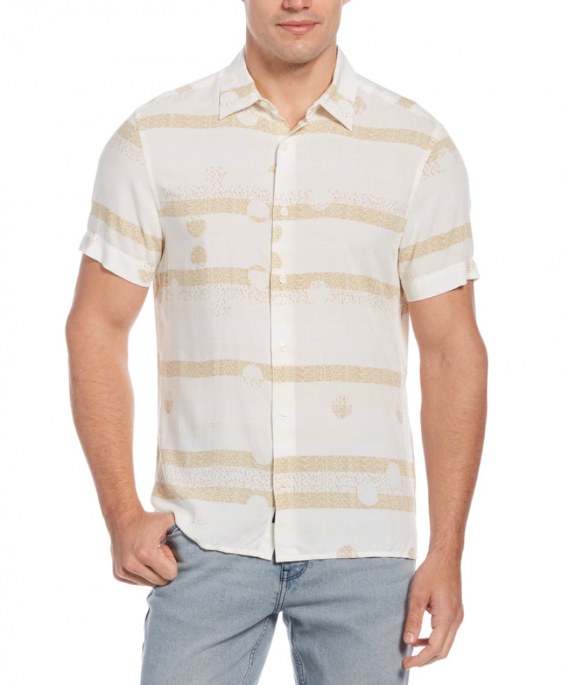 Perry Ellis Dot Stripe Stretch Soft Shirt Safari | 798WMEIAU