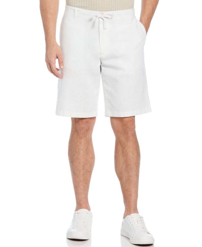 Perry Ellis Drawstring Linen Blend Stretch Short Bright White | 516OIBDEV