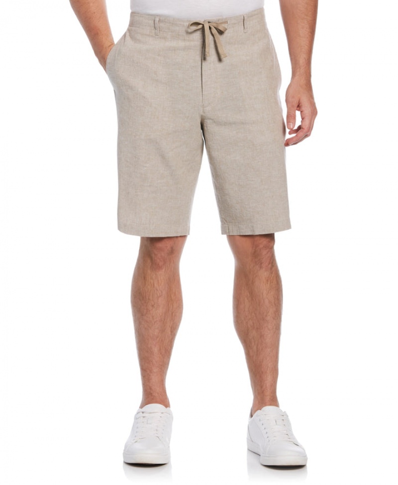 Perry Ellis Drawstring Linen Blend Stretch Short Chinchilla | 279SDRETJ