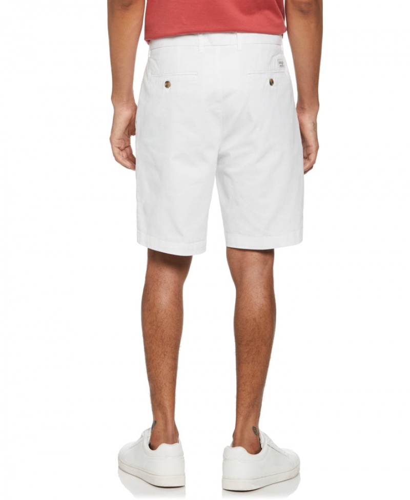 Perry Ellis Flat Front Stretch Chino Short Bright White | 561DSBINA