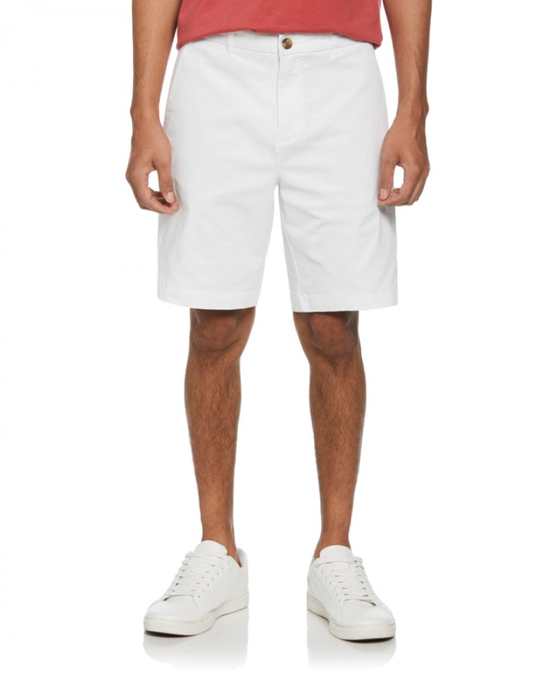 Perry Ellis Flat Front Stretch Chino Short Bright White | 561DSBINA