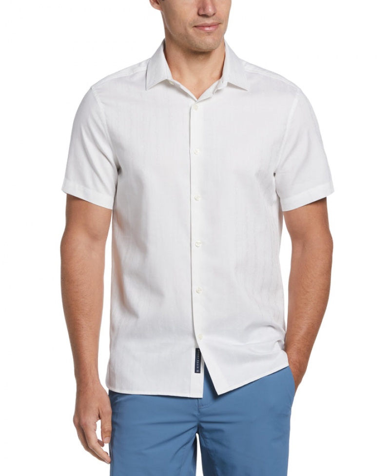 Perry Ellis Floral Jacquard Shirt Bright White | 475WGLAPZ