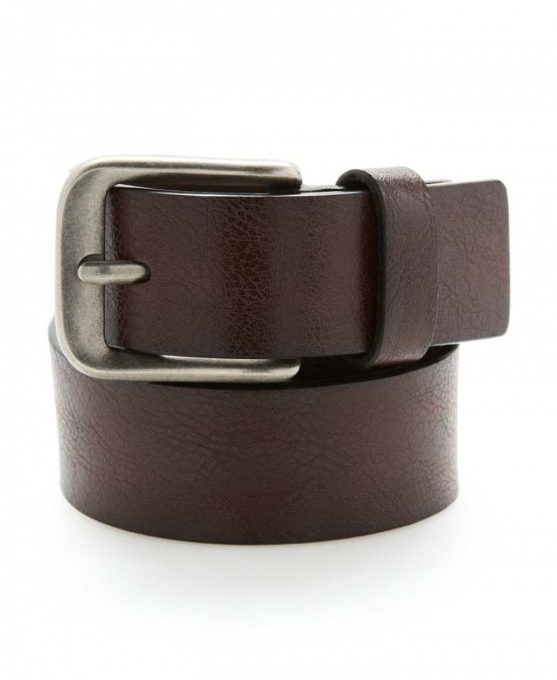 Perry Ellis Grained Leather Belt Brown | 409QHJMGT