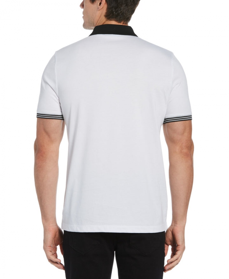 Perry Ellis ICON Quarter Zip Polo Bright White | 231GWBPSM