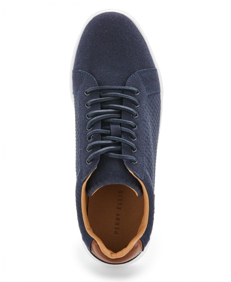 Perry Ellis Lace Up Sneaker Navy | 692RXIQET