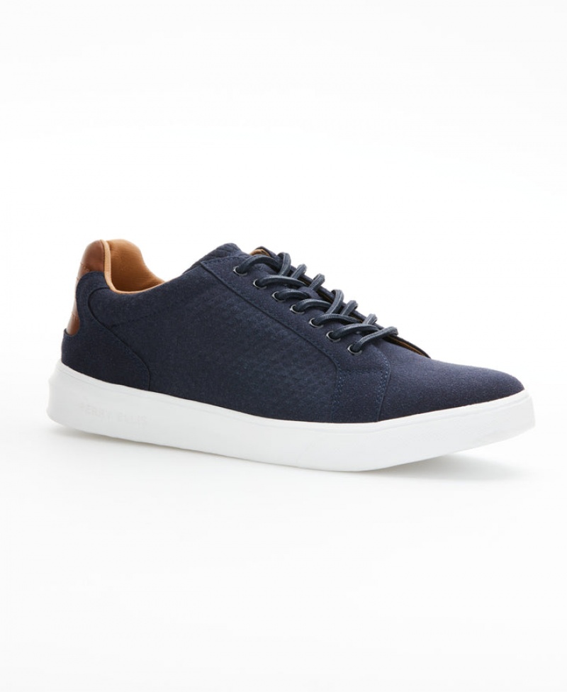 Perry Ellis Lace Up Sneaker Navy | 692RXIQET