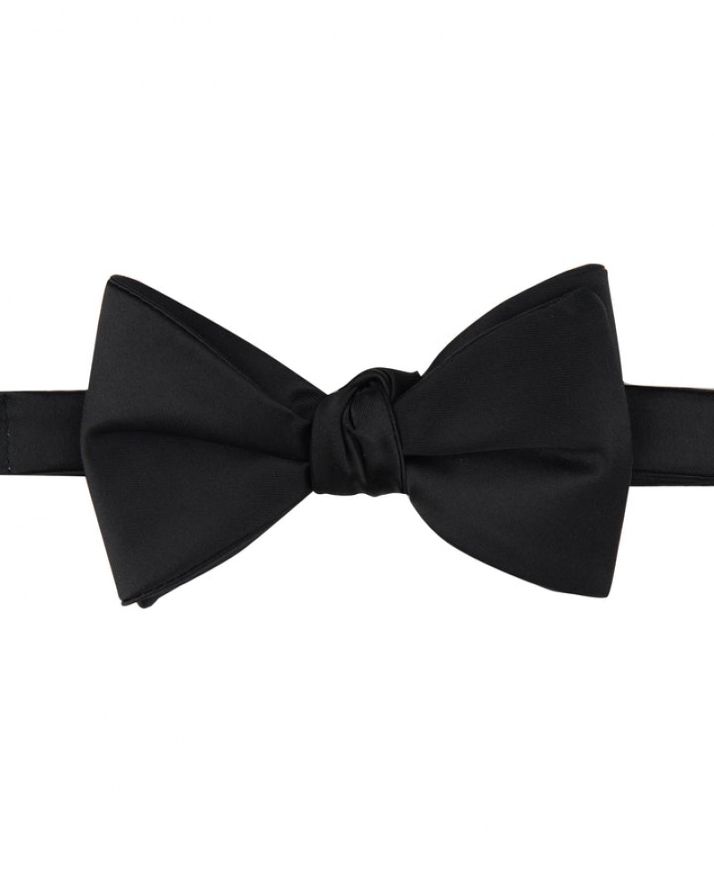 Perry Ellis Large Satin Pre-Tied Bow Tie Black | 298UHZCTJ