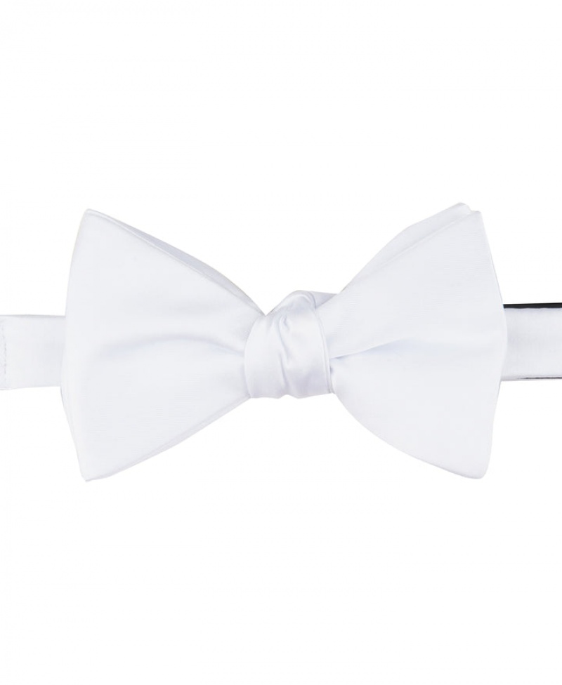 Perry Ellis Large Satin Pre-Tied Bow Tie White | 351KOZCSI