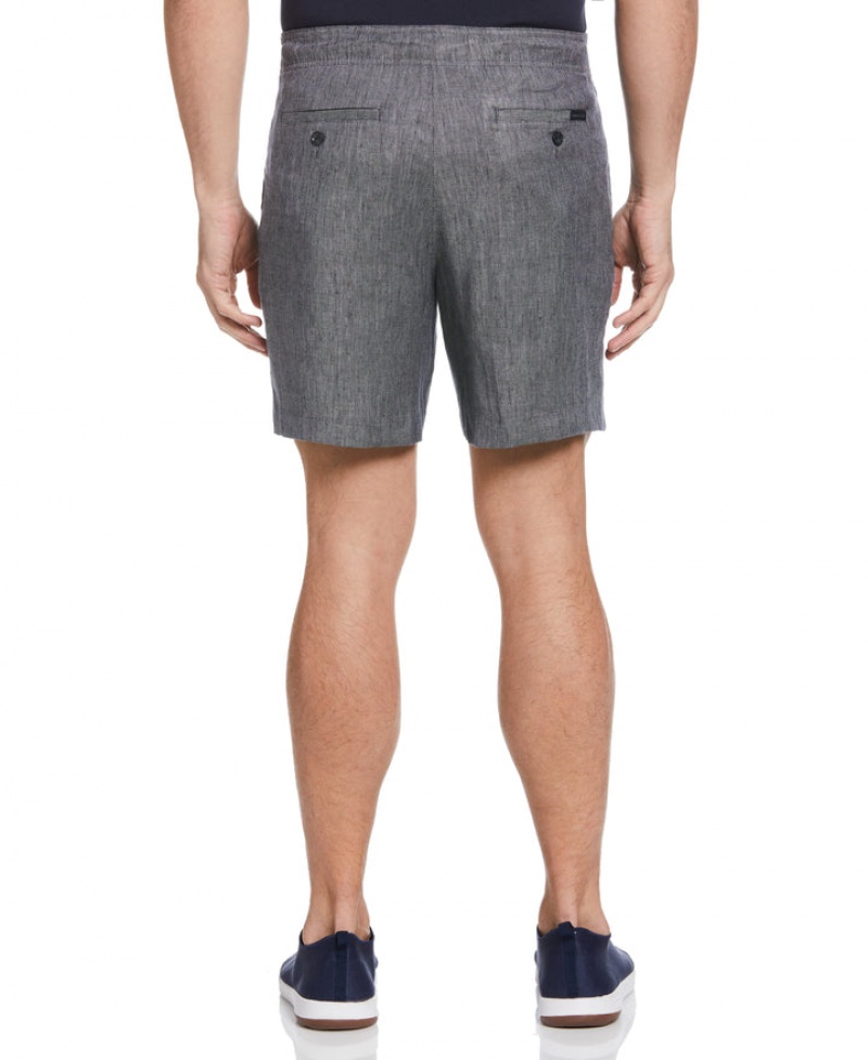 Perry Ellis Linen Blend Drawstring Short Dark Sapphire | 472DQIMXG