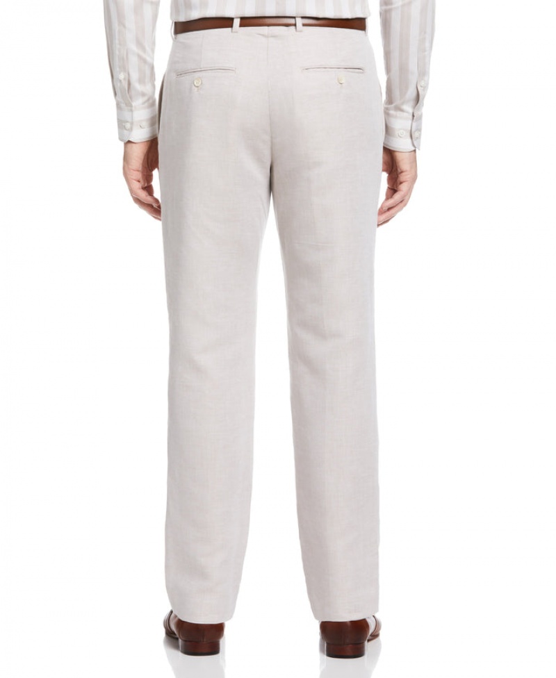 Perry Ellis Linen Blend Solid Twill Pant Natural Linen | 134QNSFRK