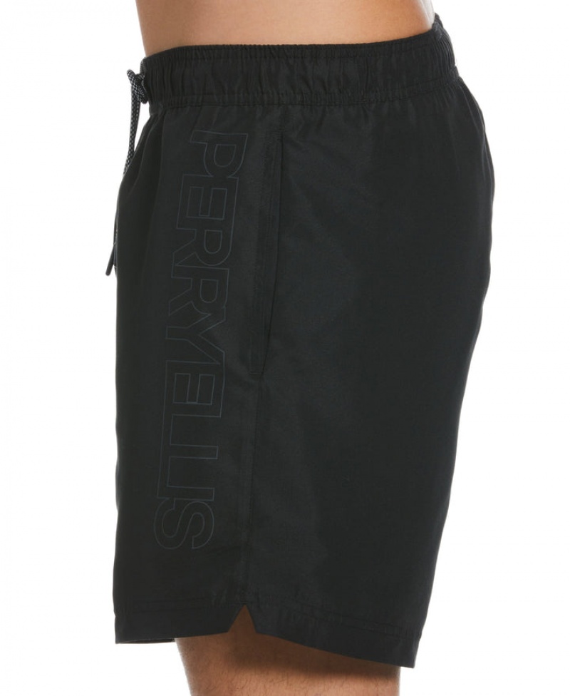 Perry Ellis Logo Print Swim Short Black | 182KXZQIM