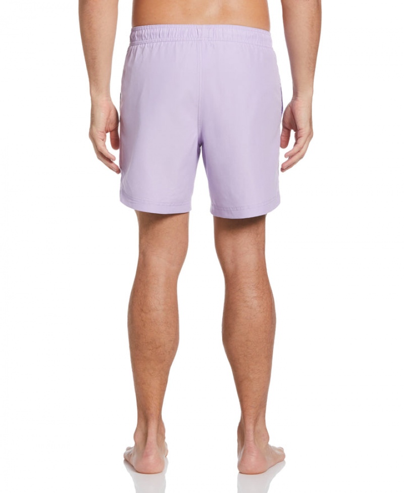 Perry Ellis Logo Print Swim Short Lilac Breeze | 084JFAKDU