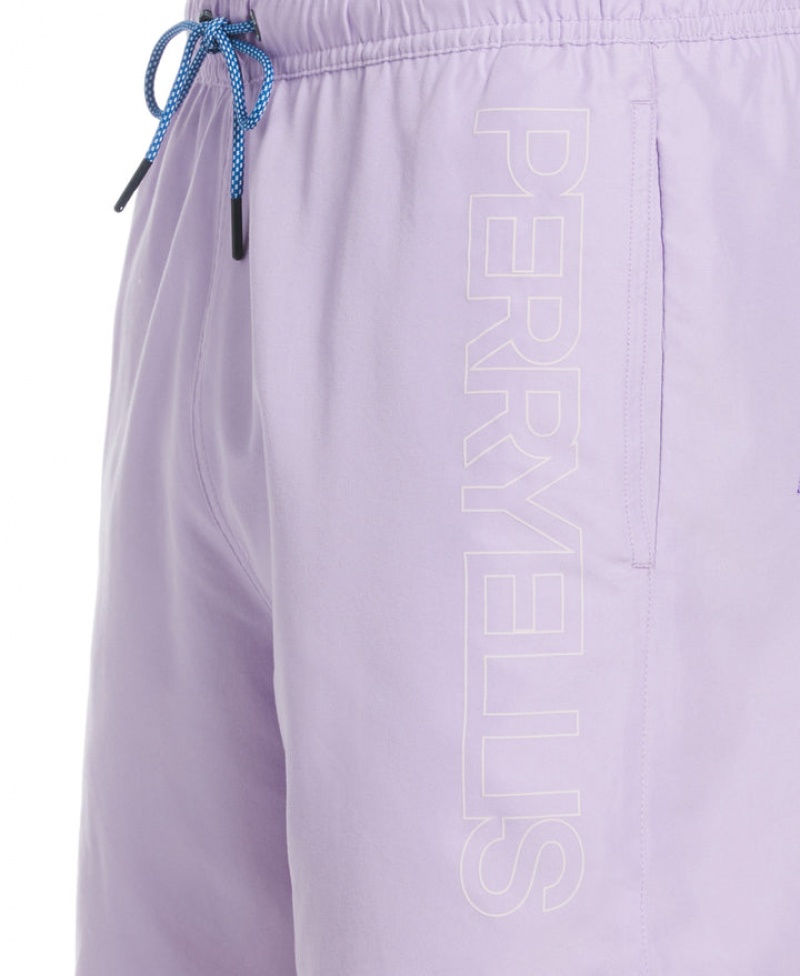 Perry Ellis Logo Print Swim Short Lilac Breeze | 631HOMYJB