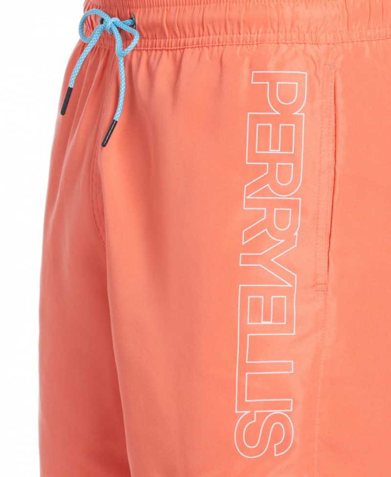 Perry Ellis Logo Print Swim Short Living Coral | 781QRJXGK