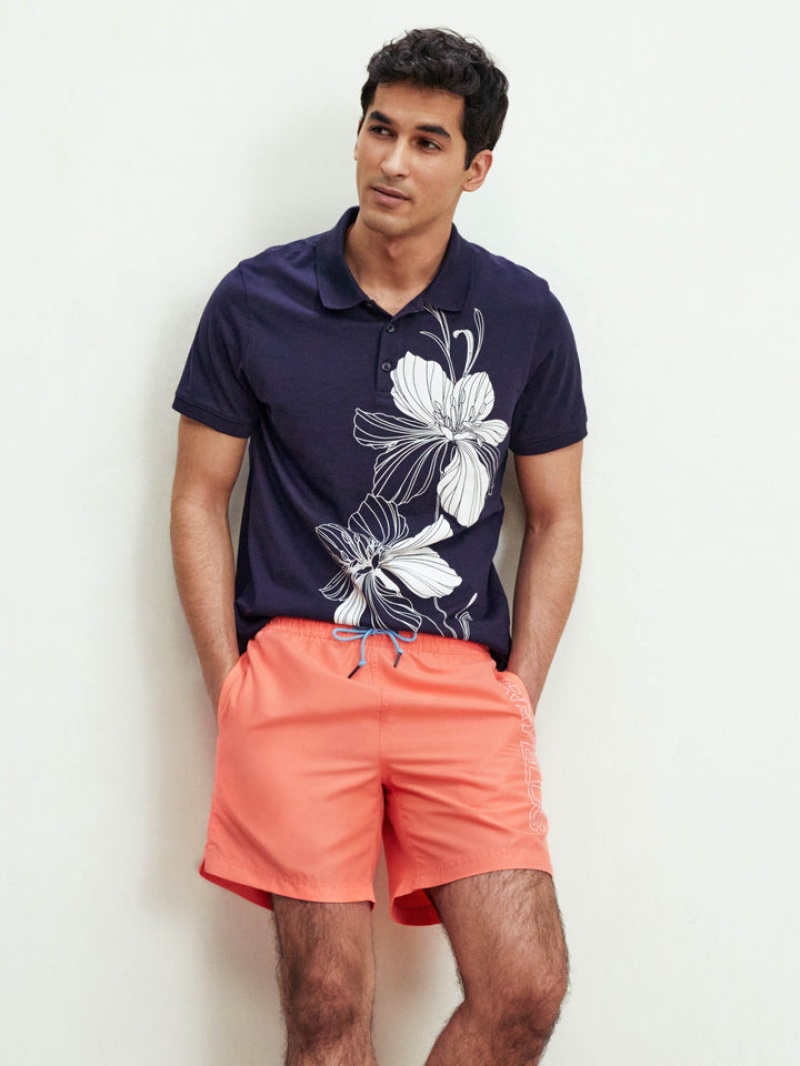 Perry Ellis Logo Print Swim Short Living Coral | 781QRJXGK