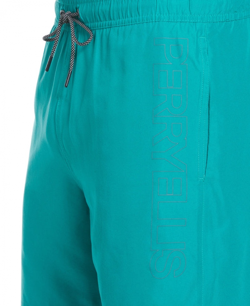 Perry Ellis Logo Print Swim Short Ocean Floor | 753VGEHRQ