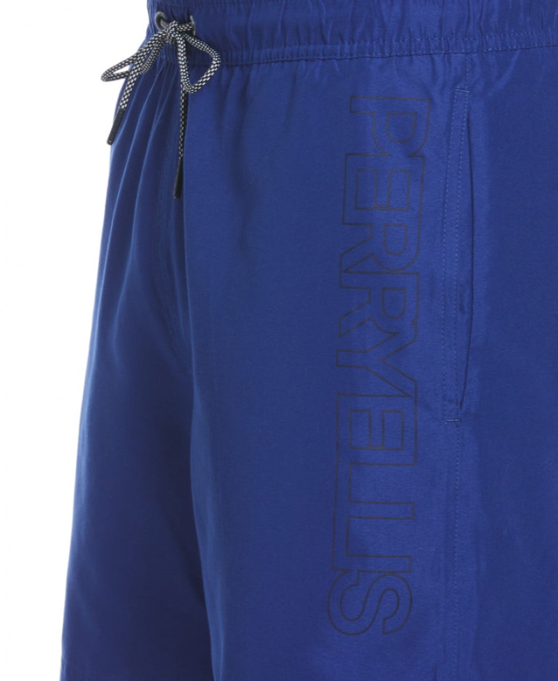 Perry Ellis Logo Print Swim Short Sodalite Blue | 832CWIXFN