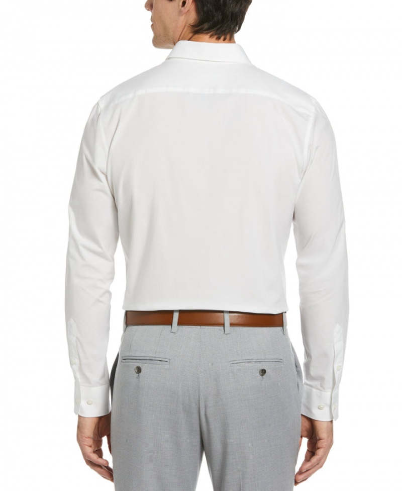 Perry Ellis Luxury Cotton Poplin Dress Shirt Bright White | 345JPUQYI