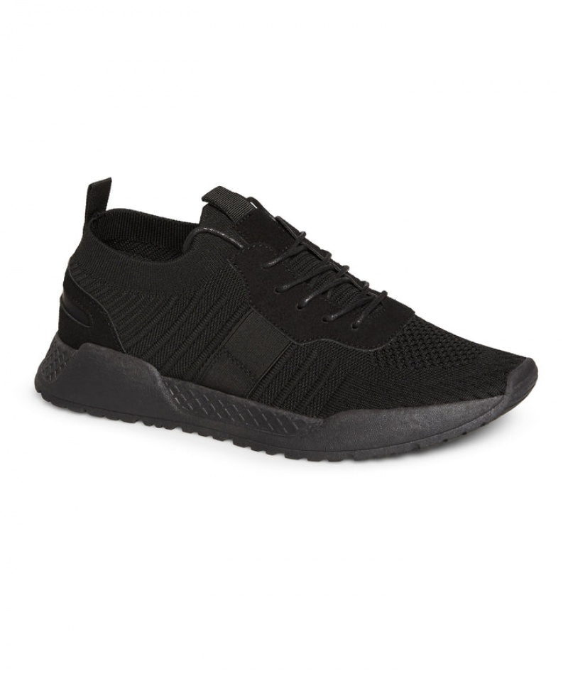 Perry Ellis Mesh Knit Sneaker Black | 461UXYZSA