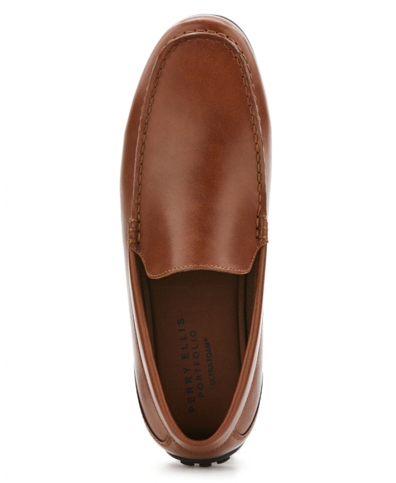 Perry Ellis NEW! Brown Simon Slip Loafer Cognac | 892OTGKLM