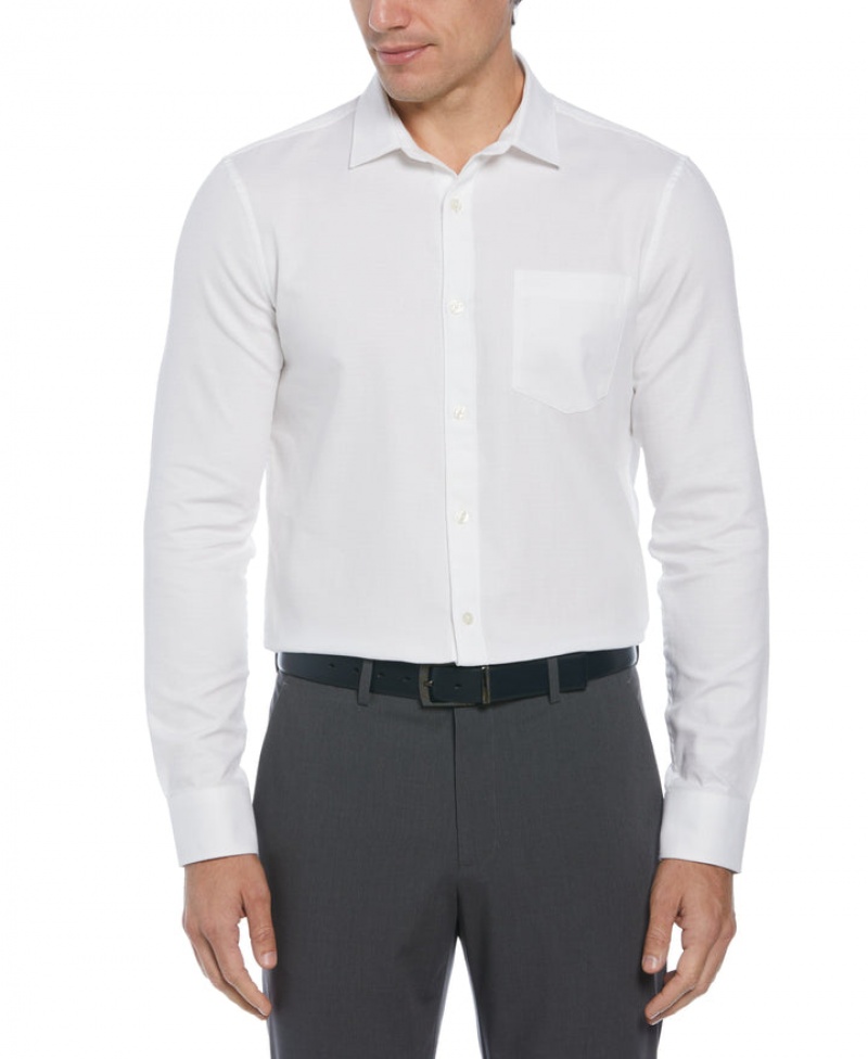 Perry Ellis NEW! Cotton Dobby Shirt Bright White | 321BNUKQX