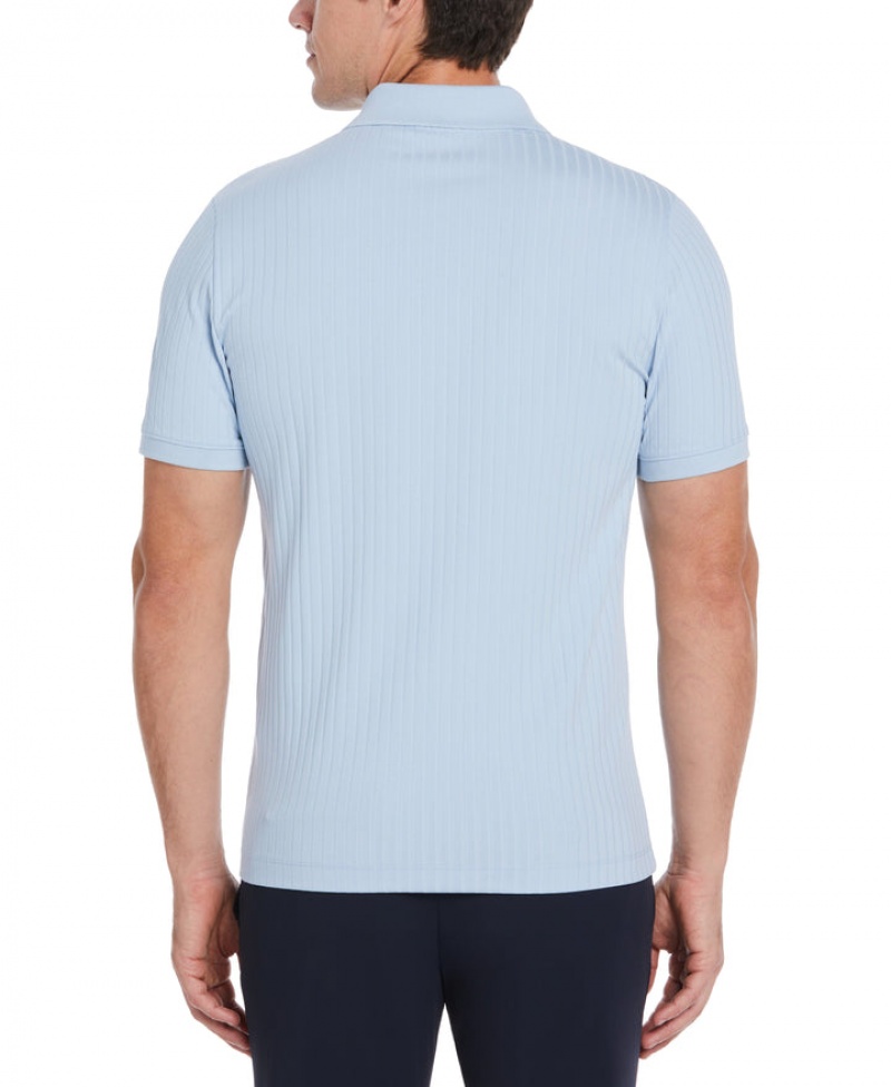 Perry Ellis NEW! Quarter Zip Ribbed Polo Cerulean | 915GUWORS