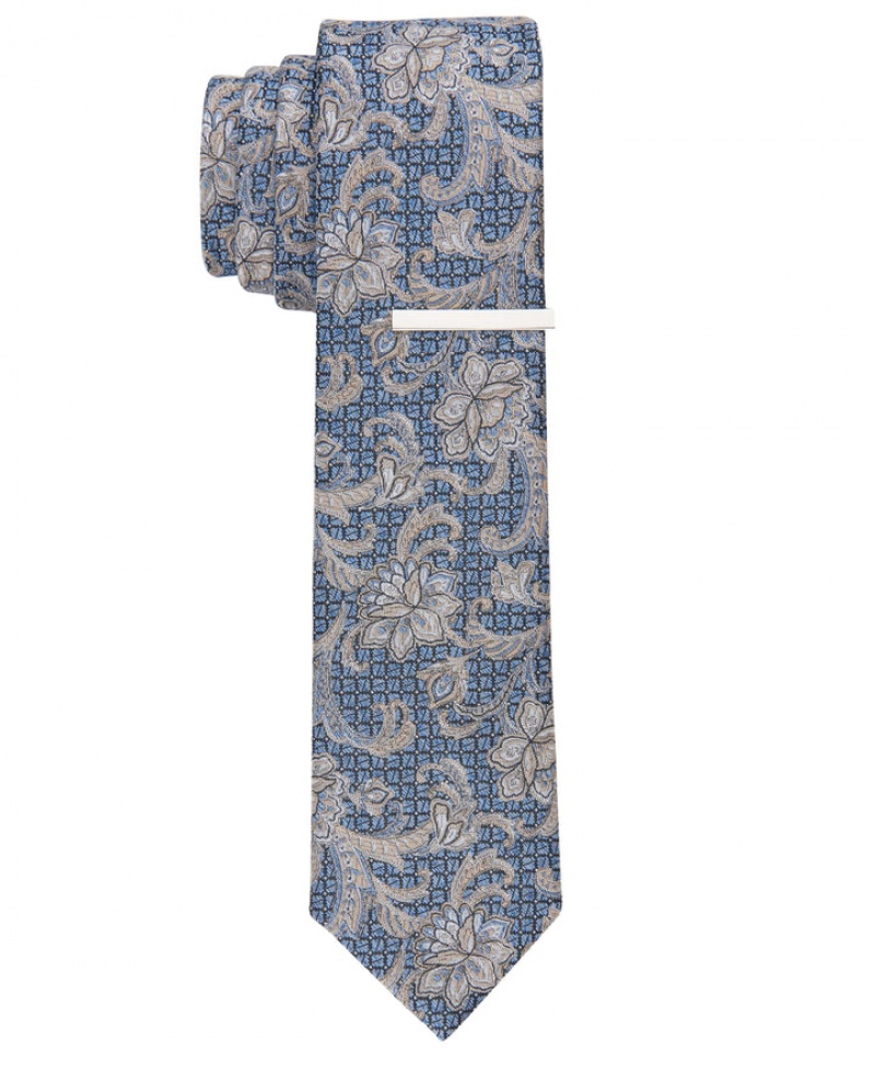 Perry Ellis NEW! Rigby Floral Tie Taupe | 682UAWSFP