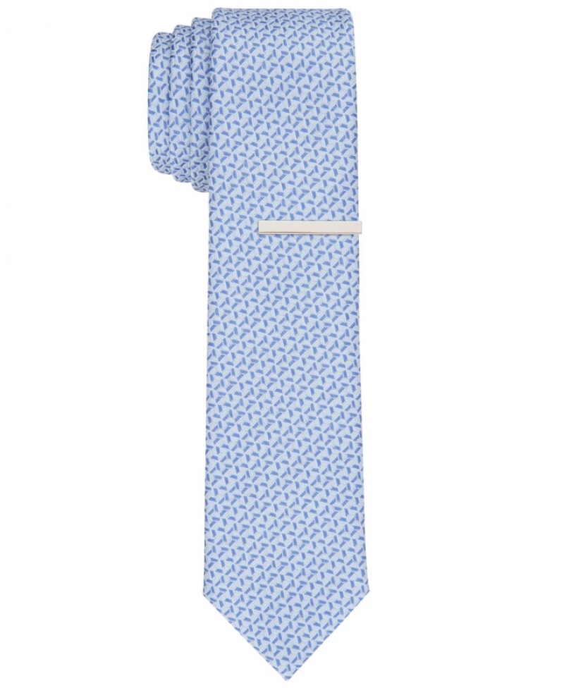 Perry Ellis NEW! Rova Geo Slim Tie Blue | 528NTMDZJ