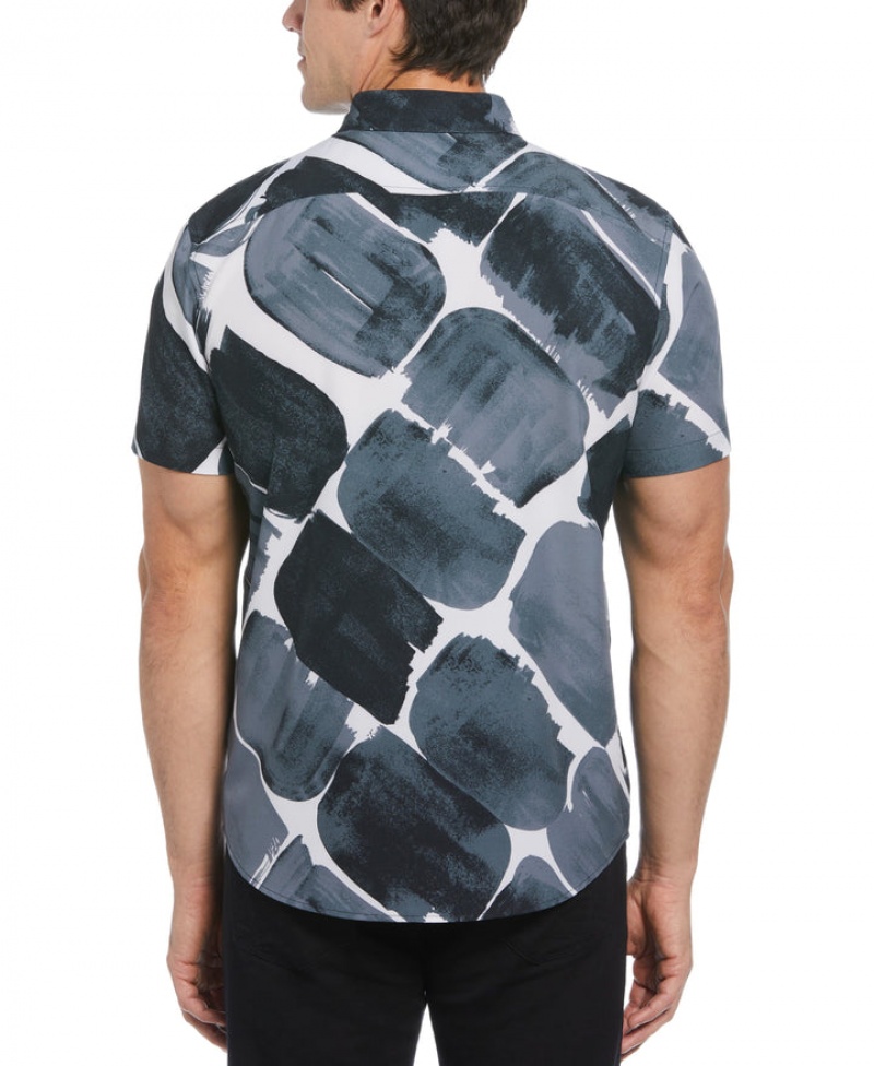 Perry Ellis NEW! Slim Fit Paint Stroke Total Stretch Shirt Black | 502BUYPDF