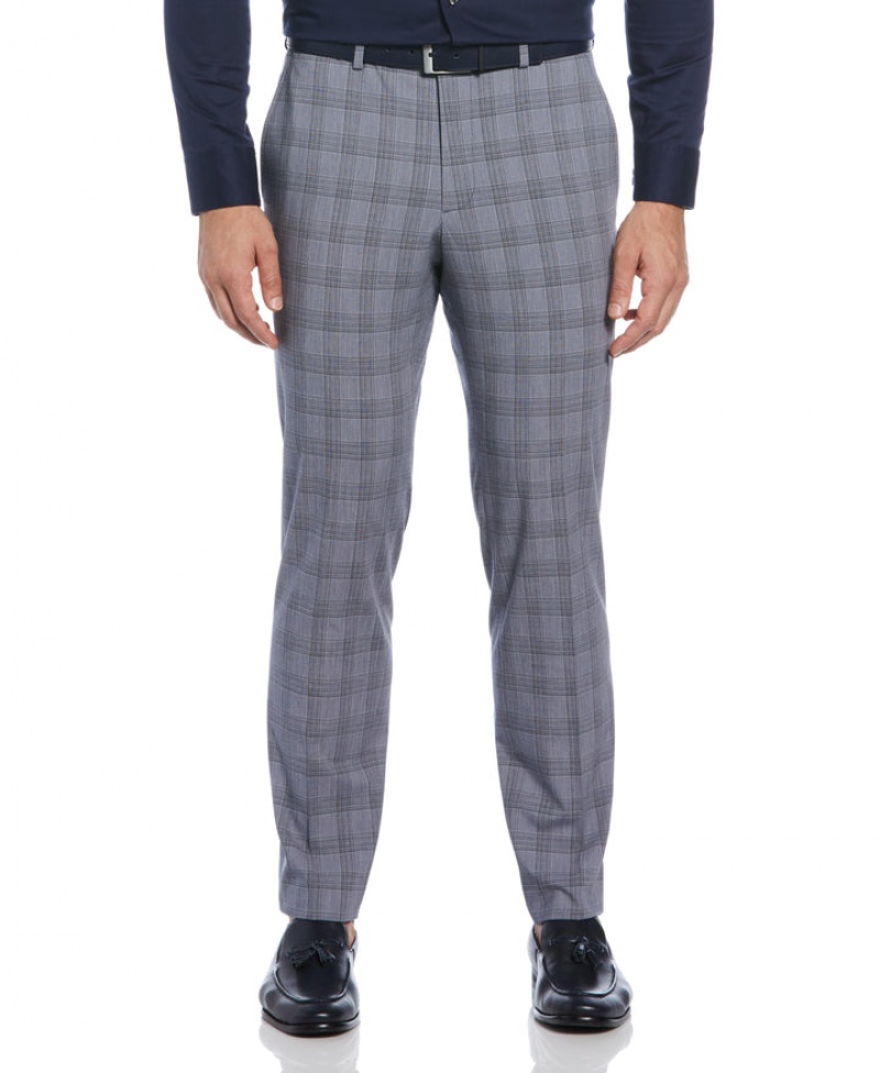 Perry Ellis NEW! Slim Fit Plaid Suit Pant Navy Heather | 201LYRXHF