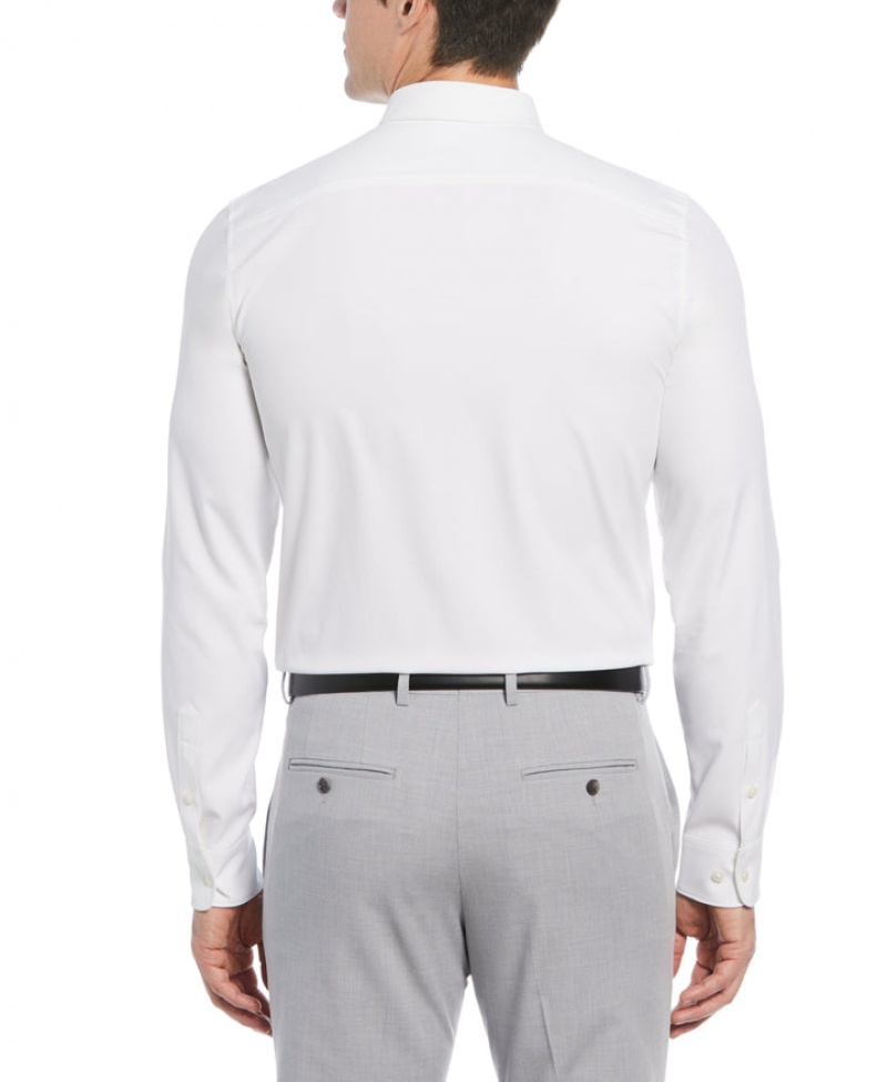 Perry Ellis NEW! Slim Fit Untucked Total Stretch Shirt Bright White | 284EZKANJ