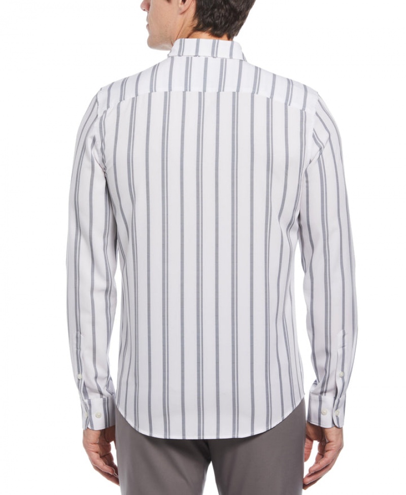 Perry Ellis NEW! Slim Fit Vertical Stripe Total Stretch Shirt Dark Shadow | 298VGPRFA