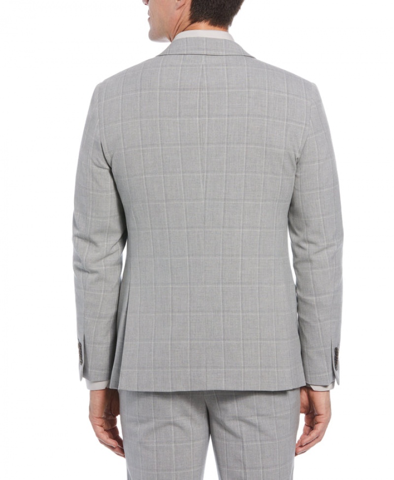 Perry Ellis NEW! Slim Fit Windowpane Suit Jacket Charcoal | 935OIZGUN