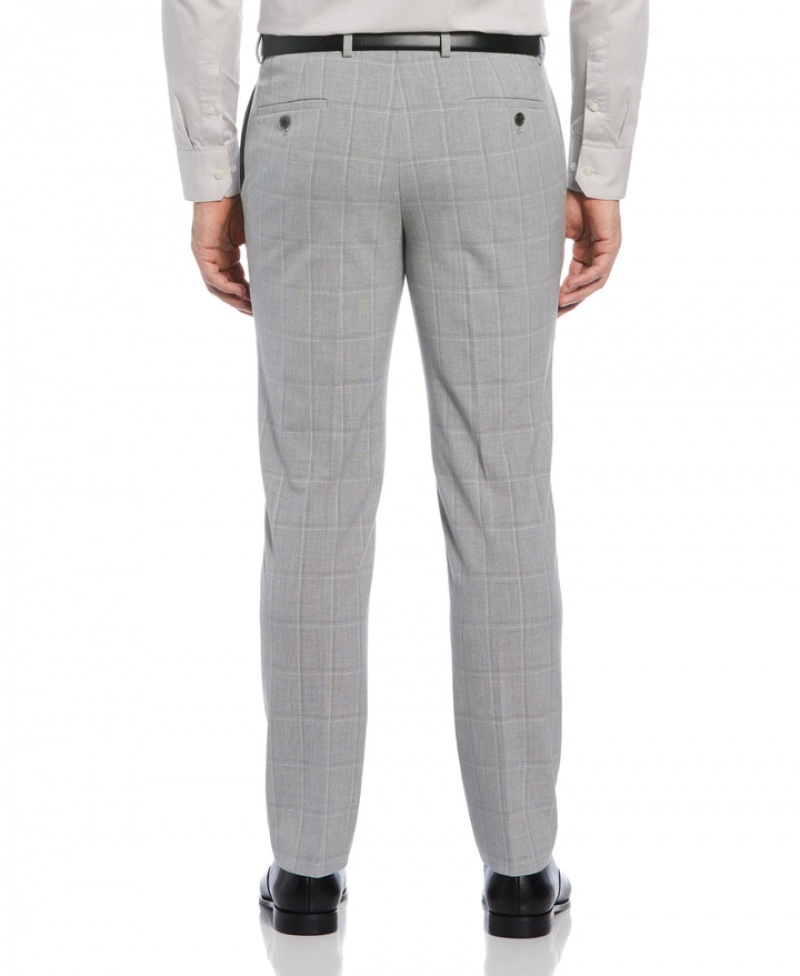 Perry Ellis NEW! Slim Fit Windowpane Suit Pant Charcoal | 097DSKOVX