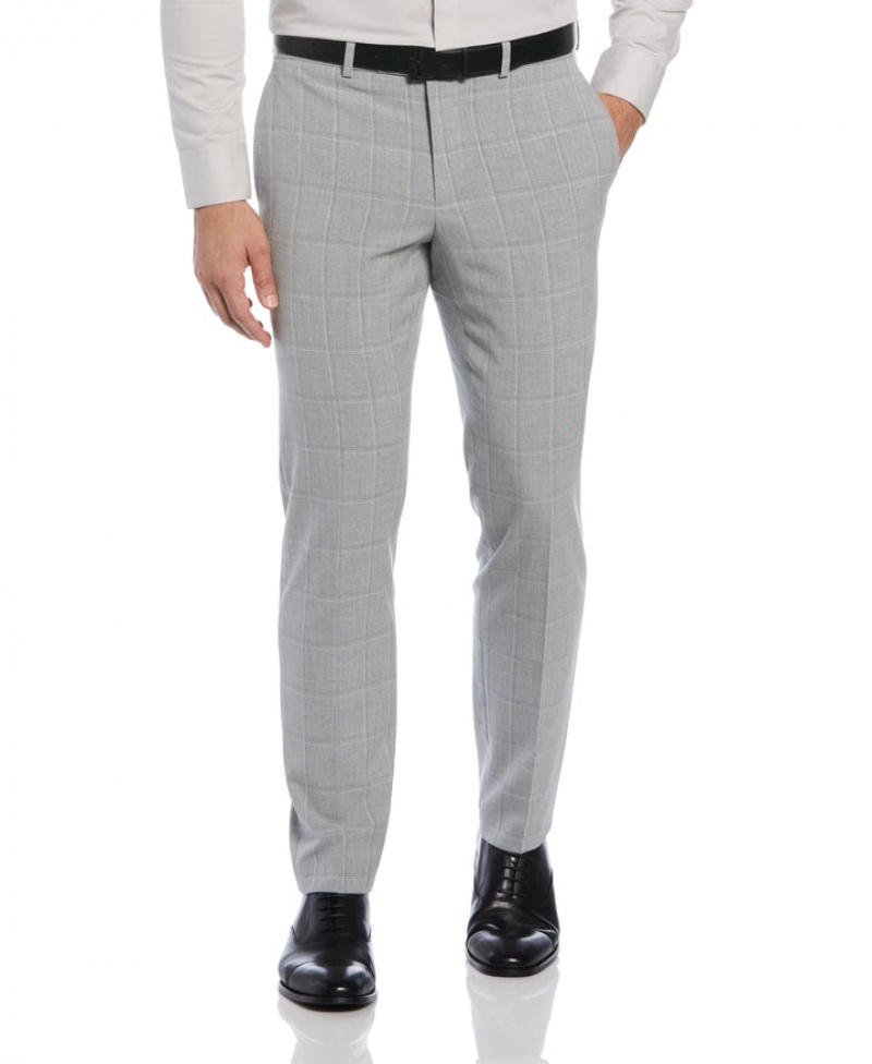 Perry Ellis NEW! Slim Fit Windowpane Suit Pant Charcoal | 097DSKOVX