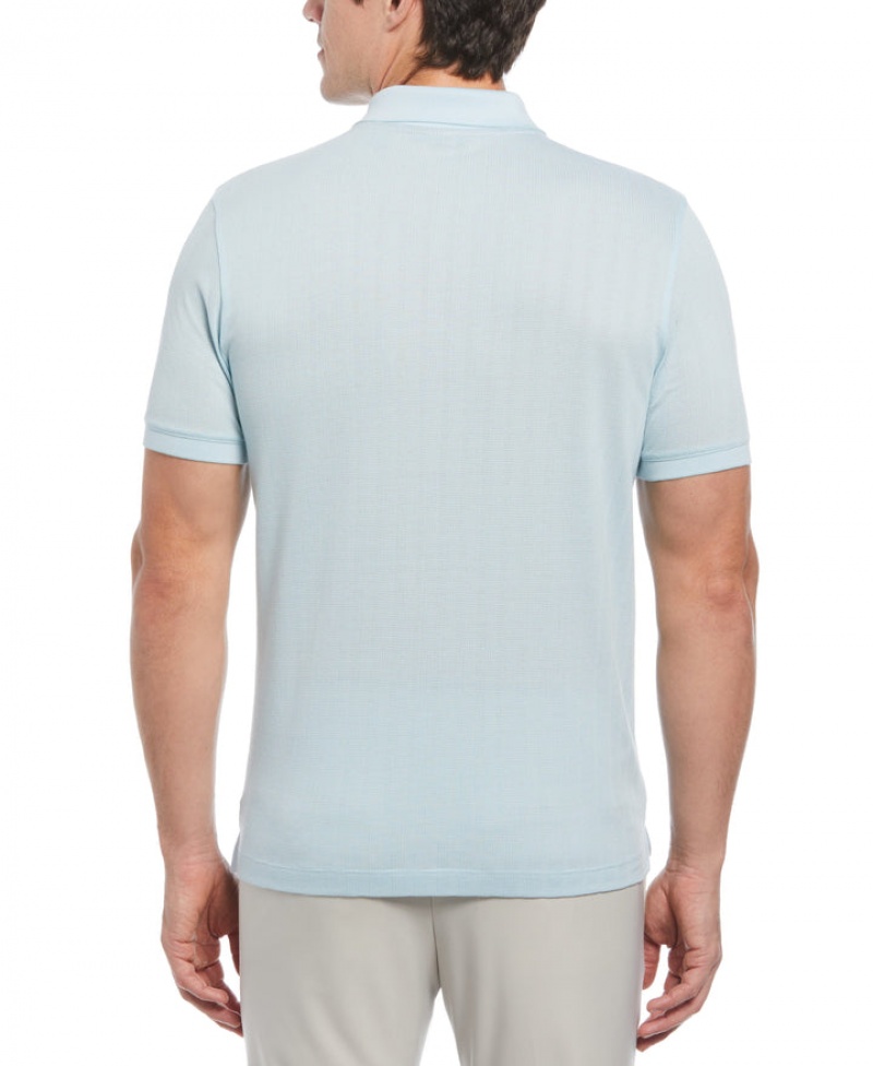 Perry Ellis NEW! Textured Striped Polo Crystal Blue | 327PARJBY