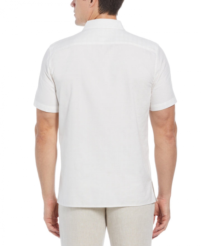 Perry Ellis NEW! Untucked Dobby Short Sleeve Shirt Bright White | 832TRUIDL